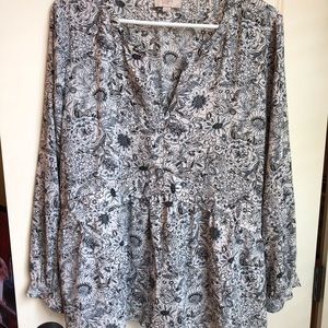 Loft black and white tunic top